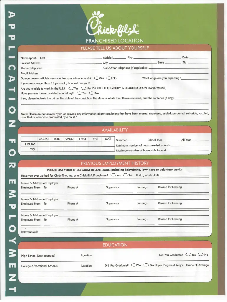 Chick Fil A Job Application