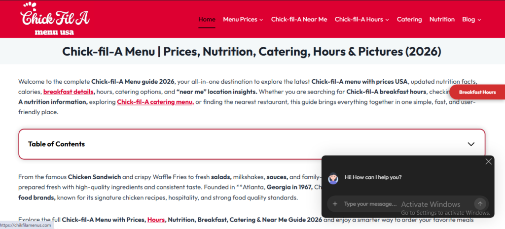 Chick-fil-A Menu Tool
