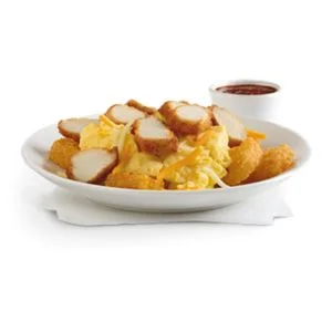 Hash Brown Scramble Bowl with chicken nuggets